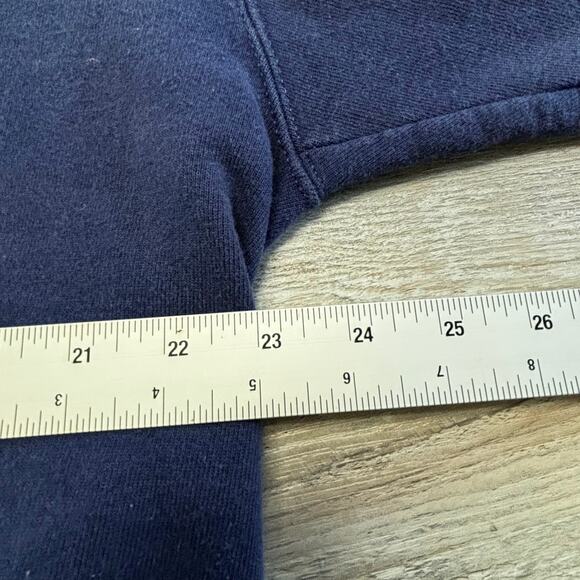 Vintage 80s 90s Nike Blue Mens Large Hoodie Chest Embroidered Logo Swoosh Hoodie - Picture 7 of 10
